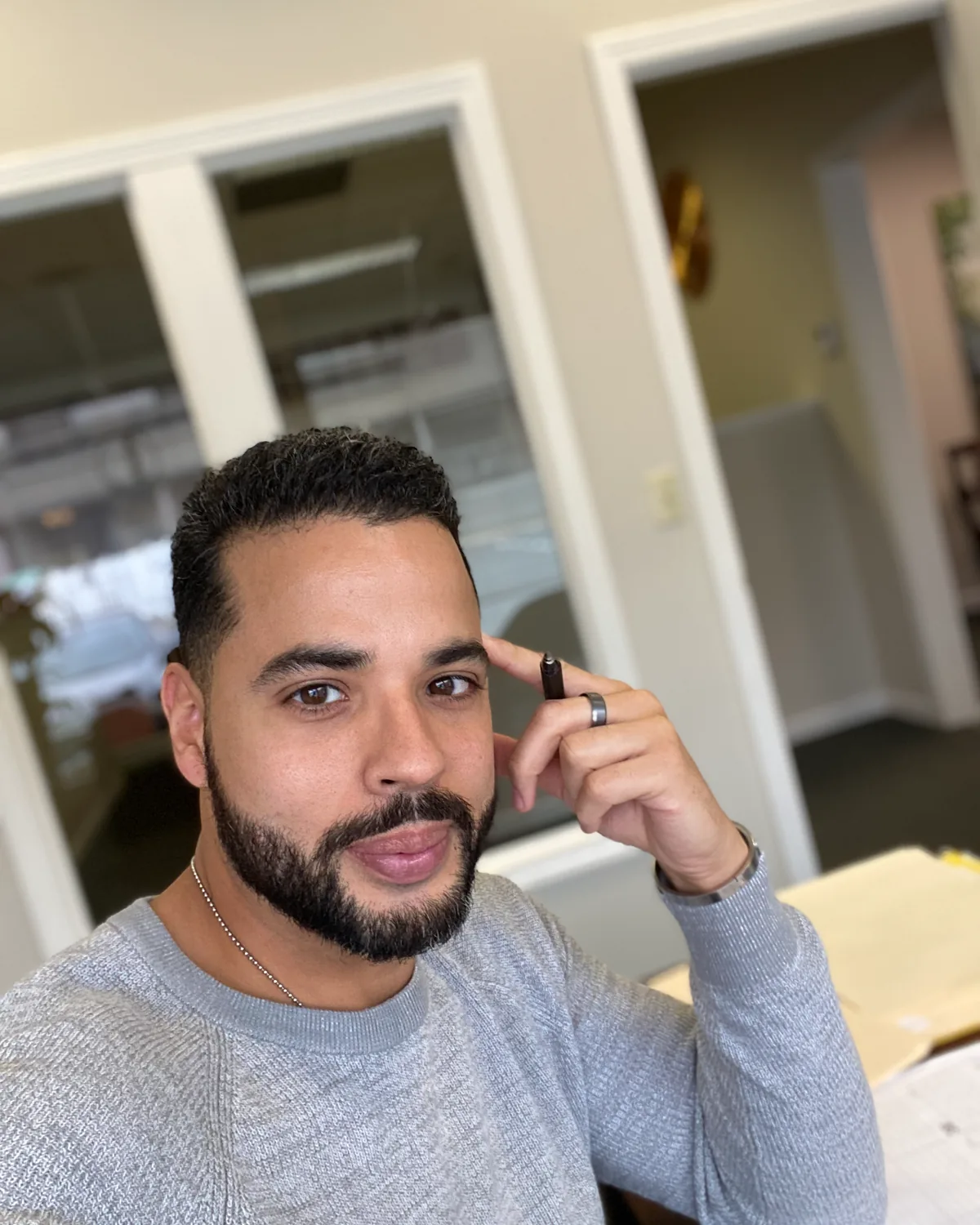 Nicholas Aponte-Rodriguez in the Lewis Real Estate office in West Hartford.